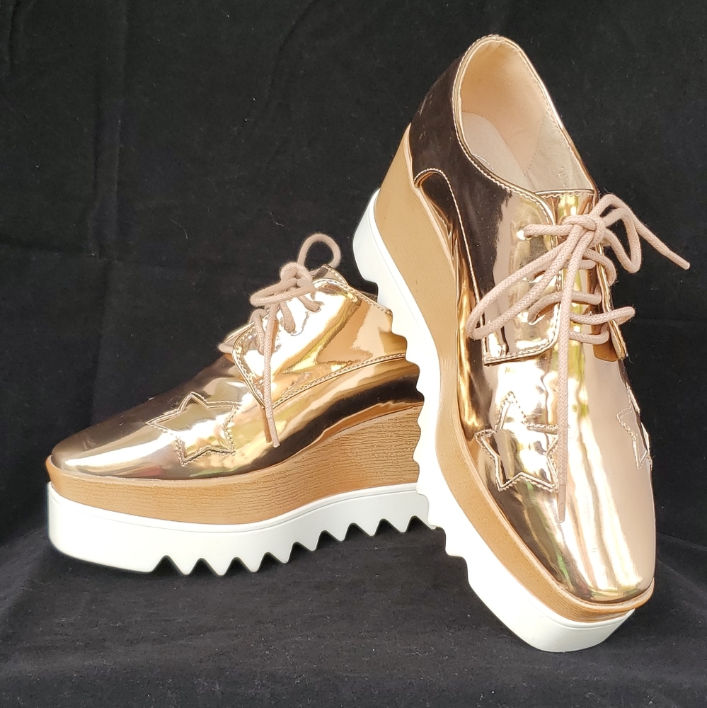 Pre-owned Lace-up Platform Wedge Heel Sneakers